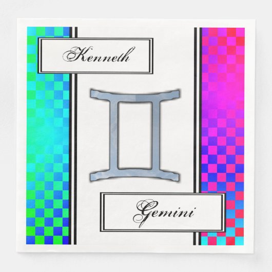 Gemini Zodiac Symbol Element von Kenneth Yoncich Serviette (Vorderseite)