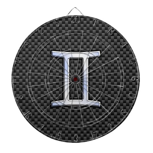 Gemini Zodiac Symbol Holzkohle Faserverbund Dartscheibe (vorne)