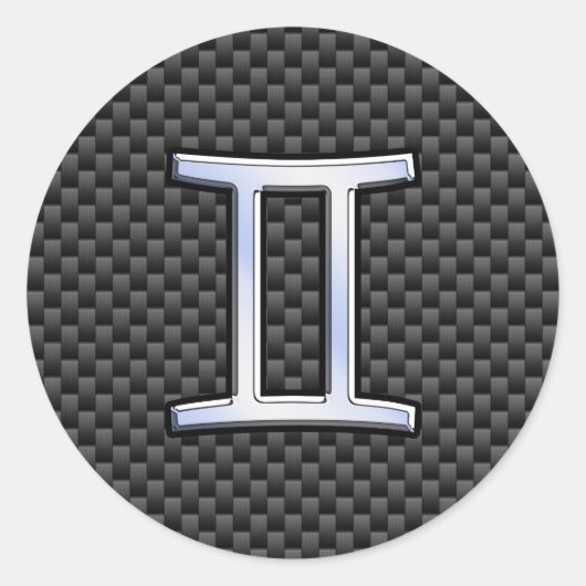 Gemini Zodiac Symbol Holzkohle Faserverbund Runder Aufkleber (Vorderseite)