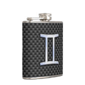 Gemini Zodiac Symbol Holzkohlefaser drucken Flachmann (Rechts)