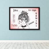 Gemini Zodiac Symbol n Signieren Gerahmt gezackte  Leinwanddruck (Insitu (Holzboden))