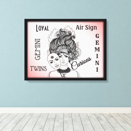 Gemini Zodiac Symbol n Signieren Gerahmt gezackte  Leinwanddruck (Insitu (Holzboden))