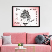 Gemini Zodiac Symbol n Signieren Gerahmt gezackte  Leinwanddruck (Insitu (Wohnzimmer))
