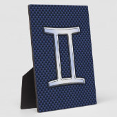 Gemini Zodiac Symbol Navy Blue Carbon Fiber Style Fotoplatte (Seite)