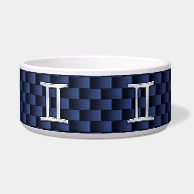 Gemini Zodiac Symbol Navy Blue Carbon Fiber Style Napf (Vorderseite)