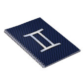 Gemini Zodiac Symbol Navy Blue Carbon Fiber Style Notizblock (Rechte Seite)