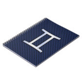 Gemini Zodiac Symbol Navy Blue Carbon Fiber Style Notizblock (Linke Seite)