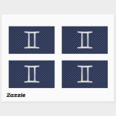 Gemini Zodiac Symbol Navy Blue Carbon Fiber Style Rechteckiger Aufkleber (Blatt)