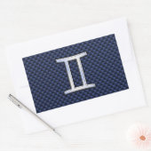 Gemini Zodiac Symbol Navy Blue Carbon Fiber Style Rechteckiger Aufkleber (Umschlag)