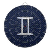 Gemini Zodiac Symbol Navy Blue Carbon Fibre Print Dartscheibe (vorne)