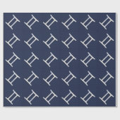 Gemini Zodiac Symbol Navy Blue Carbon Fibre Print Geschenkpapier (Flach)