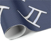 Gemini Zodiac Symbol Navy Blue Carbon Fibre Print Geschenkpapier (Rolleneckpunkt)