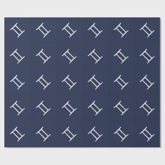 Gemini Zodiac Symbol Navy Blue Carbon Fibre Print Geschenkpapier (Flach)