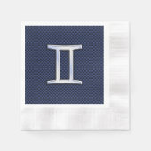 Gemini Zodiac Symbol Navy Blue Carbon Fibre Print Serviette (Vorderseite)