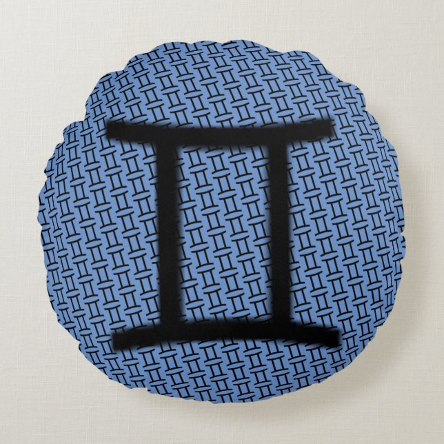 Gemini Zodiac Symbol Standard von Kenneth Yoncich Rundes Kissen (Vorderseite)