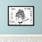 Gemini Zodiac Symbol und Zeichen Gerahmt Leinwanddruck (Insitu (Holzboden))