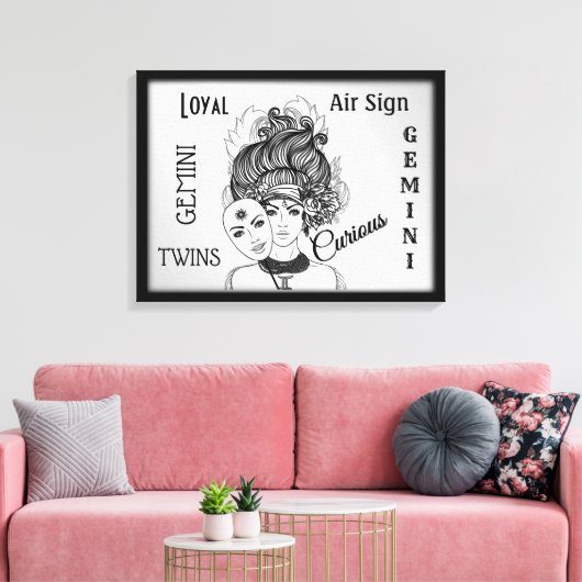 Gemini Zodiac Symbol und Zeichen Gerahmt Leinwanddruck (Insitu (Wohnzimmer))