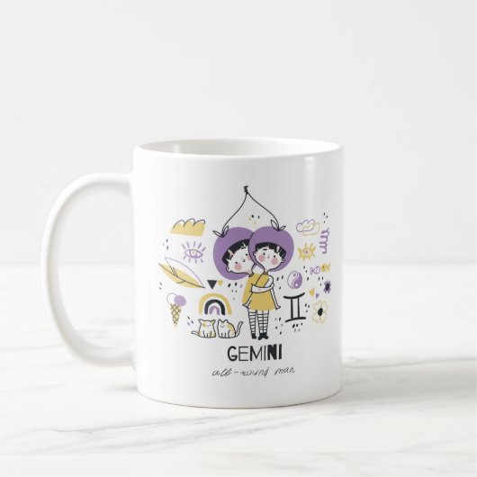 Gemini Zodiac Tasse, Niedlich Gemini Starsign Horo Kaffeetasse (Links)
