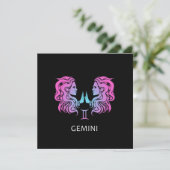 Gemini Zodiac unterschreiben die Zwillinge Design Einladung (Stehend Vorderseite)
