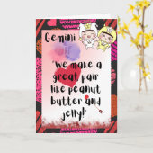 Gemini Zodiac Valentine Card Karte (Gelbe Blume)