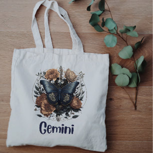 Gemini Zodiac Vintage Art mit dunkelblauem Text Jumbo Stoffbeutel