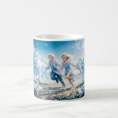 Gemini Zodiac with Twin Children and White Wolves Kaffeetasse (Mittel)