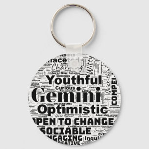 Gemini Zodiac Word Cloud Inspiration Schlüsselanhä Schlüsselanhänger