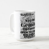 Gemini Zodiac Word Cloud Inspiration Tasse (Vorderseite Links)