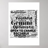 Gemini Zodiac Word Cloud Poster (Vorne)