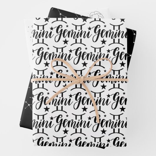 Gemini Zodiac Wrapping Paper Set Geschenkpapier Set (Beispiel)