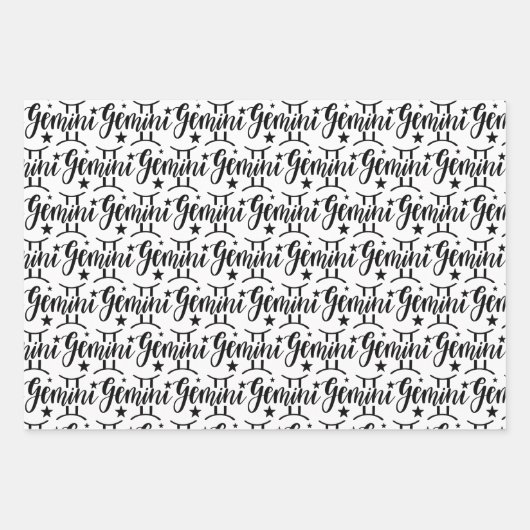 Gemini Zodiac Wrapping Paper Set Geschenkpapier Set (Vorderseite)