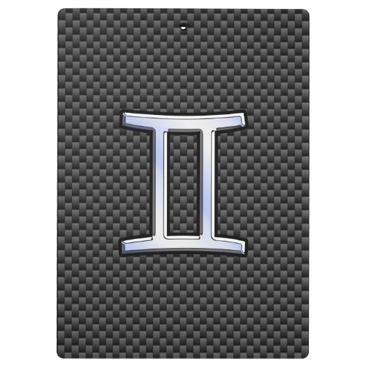 Gemini Zodiac-Zeichen auf Holzkohlefaser Print Klemmbrett (Rückseite)