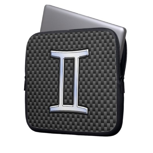 Gemini Zodiac-Zeichen auf Holzkohlefaser Print Laptopschutzhülle (Vorderseite Links)