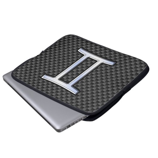 Gemini Zodiac-Zeichen auf Holzkohlefaser Print Laptopschutzhülle (Vorne Knopf)