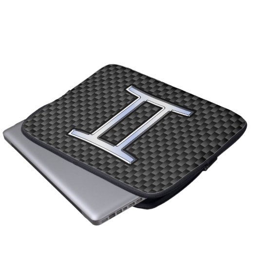 Gemini Zodiac-Zeichen auf Holzkohlefaser Print Laptopschutzhülle (Vorne Knopf)
