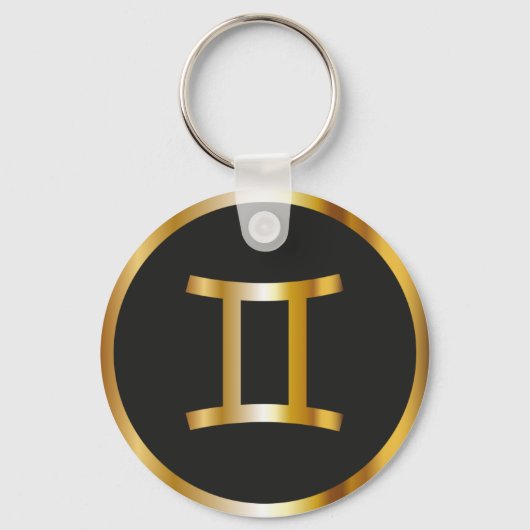 Gemini Zodiac-Zeichen, Black & Gold-Schlüsselanhän Schlüsselanhänger (Vorderseite)
