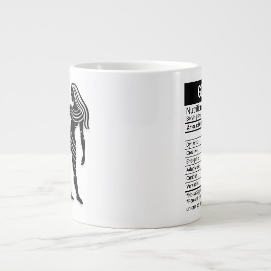 Gemini Zodiac-Zeichen mit Nährwerteinflüssen, Jumbo-Tasse (Vorderseite)