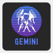Gemini Zodiac-Zeichen Quadratischer Aufkleber (Vorderseite)