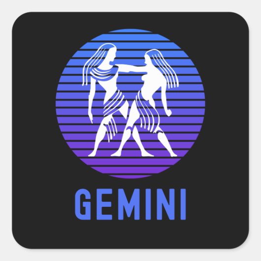 Gemini Zodiac-Zeichen Quadratischer Aufkleber (Vorderseite)