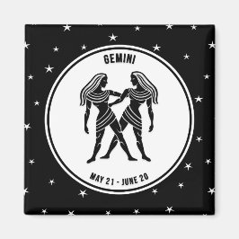Gemini Zodiac Zeichen, Schwarz/Weiß Magnet