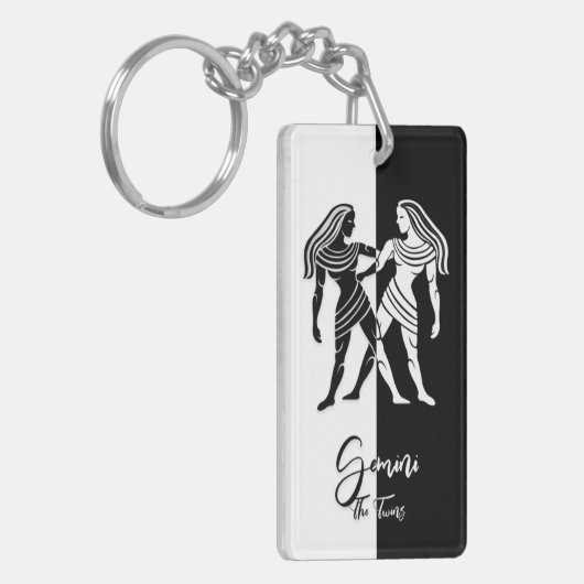 Gemini Zodiac Zeichen, Schwarz & Weiß Schlüsselanh Schlüsselanhänger (Vorderseite links)