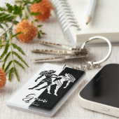 Gemini Zodiac Zeichen, Schwarz & Weiß Schlüsselanh Schlüsselanhänger (Vorderseite rechts)