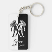 Gemini Zodiac Zeichen, Schwarz & Weiß Schlüsselanh Schlüsselanhänger (Rückseite)