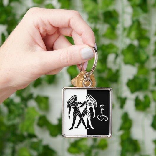 Gemini Zodiac Zeichen, Schwarz & Weiß Schlüsselanh Schlüsselanhänger (Hand)