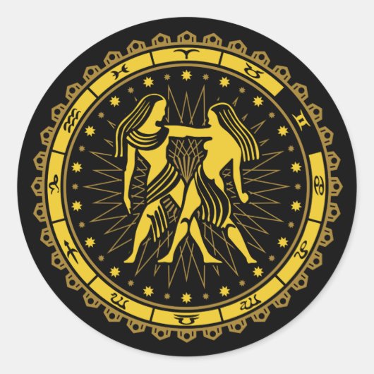 Gemini - Zodiac - Zeichen - Symbol - Horoskop Runder Aufkleber (Vorderseite)