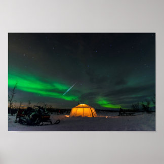 Geminid Meteor und die Nordlichter in Schweden Poster