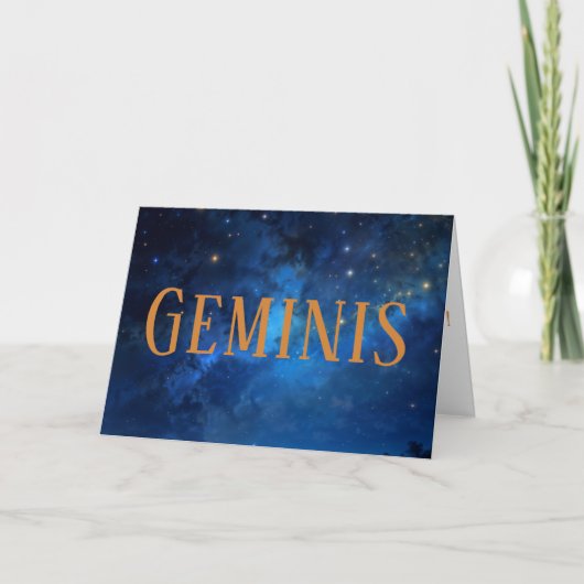 Geminis & Cosmos Geburtskarte Feiertagskarte (Vorderseite)