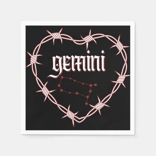 Geminis Sternbild Gothic Dark Celestial Art Serviette (Vorderseite)