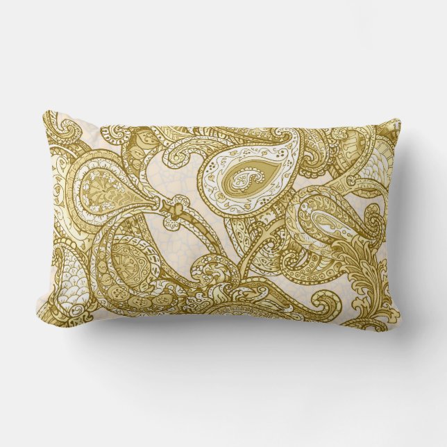 Gemisch Paisley im Gold Lendenkissen (Vorderseite)
