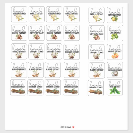 Gemischte Extraktgeschmacksstoffe Set 1 Aufkleber (Blatt)